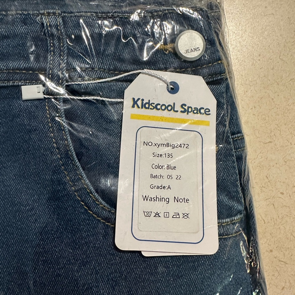 COPY - Kidscool Space Kids Washed Fashion Soft Jeans Overalls BLUE Size 135
